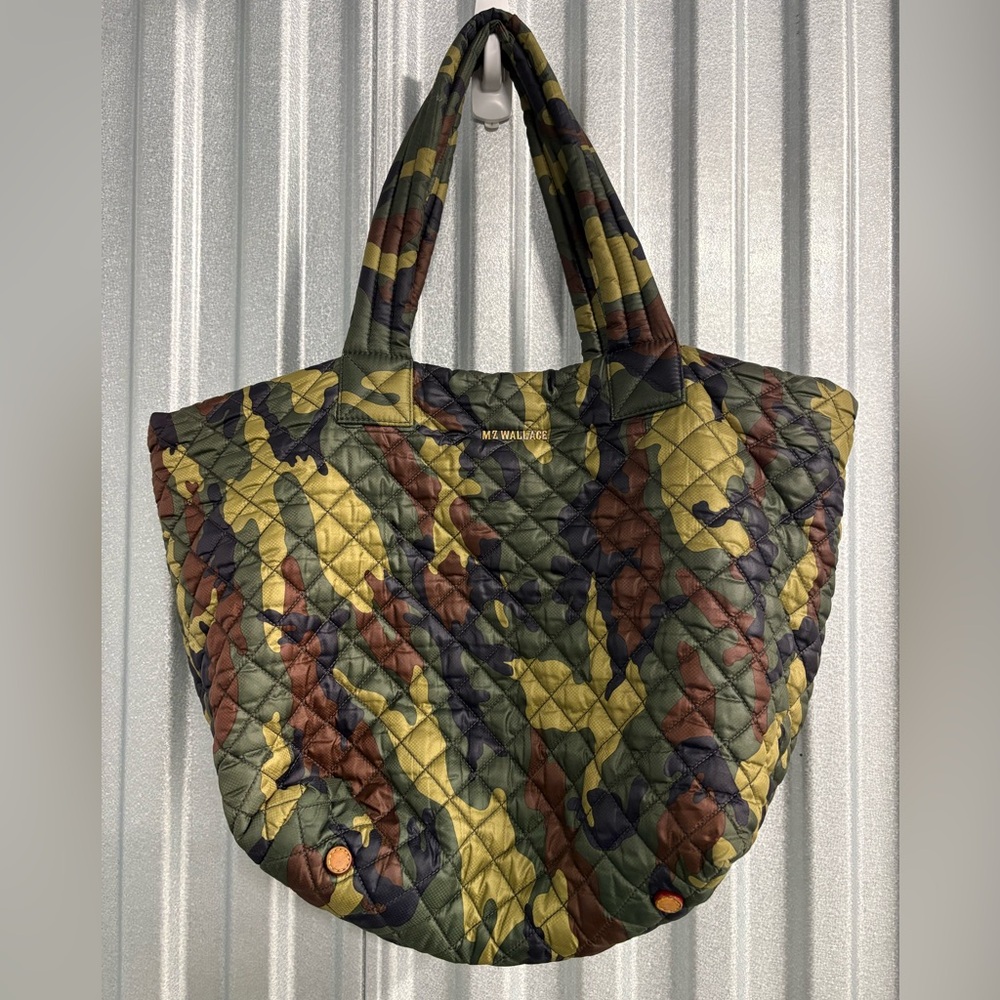 MZ Wallace Green Camo Quilted Tote